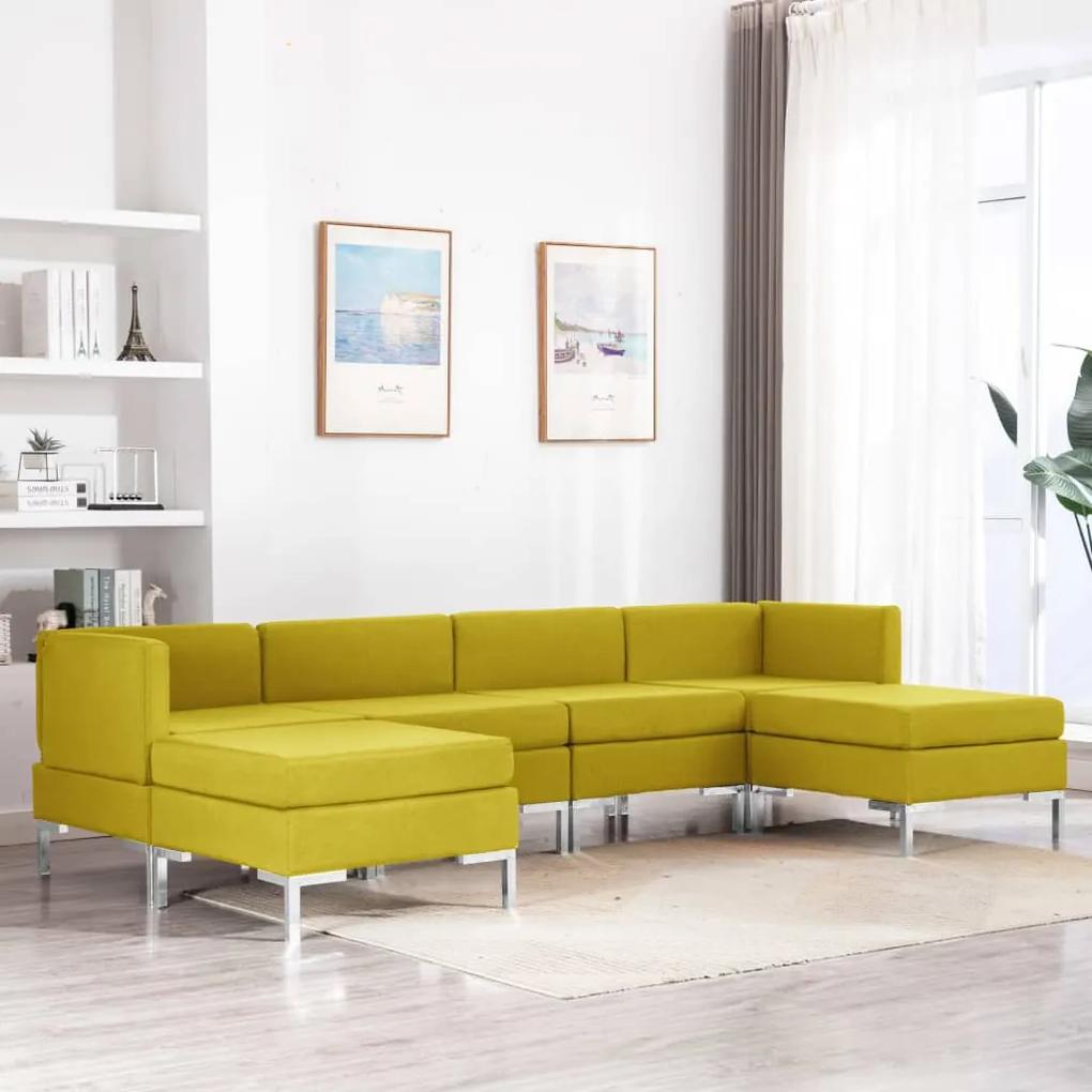 6 pcs conjunto de sofás tecido amarelo