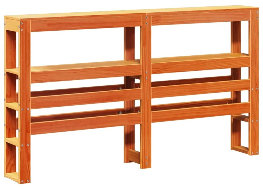 Cama sem colchão 140x200 cm madeira pinho maciça castanho-mel