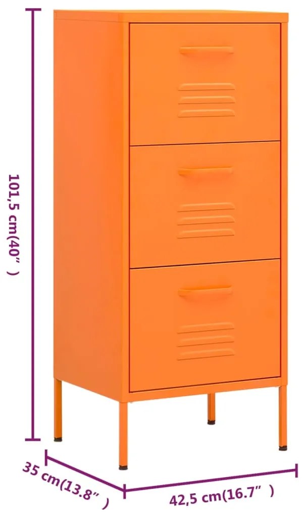 Armário de arrumação aço 42,5x35x101,5 cm laranja