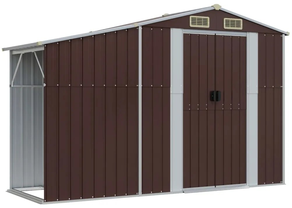 Abrigo de jardim 277x279x179 cm aço galvanizado castanho