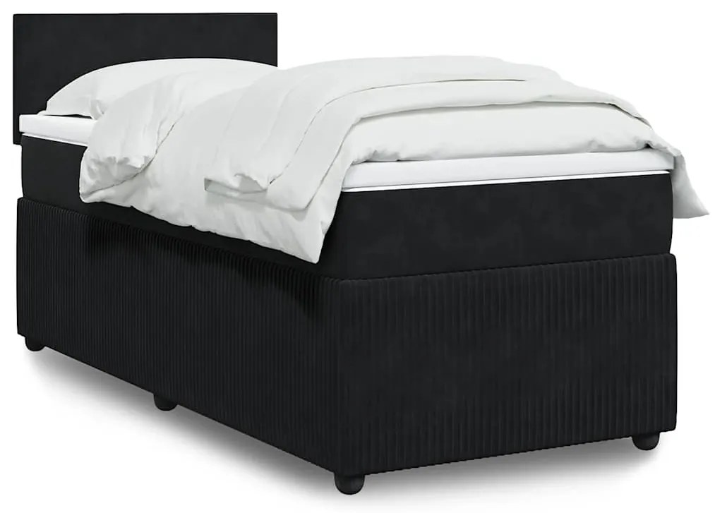 Cama com molas/colchão 100x200 cm veludo preto