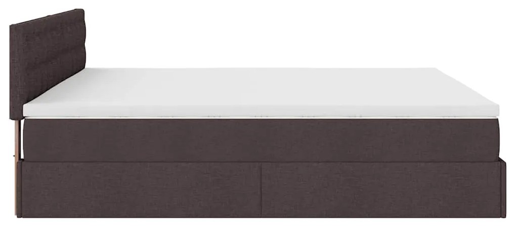Estrutura de cama otomana com colchão 200x200cm castanho-escuro