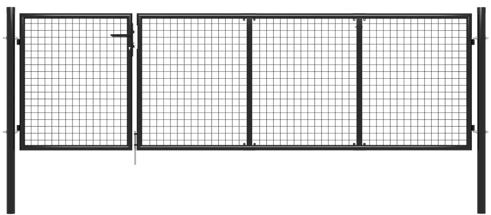vidaXL Portão de jardim em aço 350 x 100 cm antracite