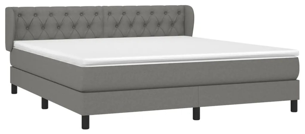 Cama com molas/colchão 160x200 cm tecido cinzento-escuro