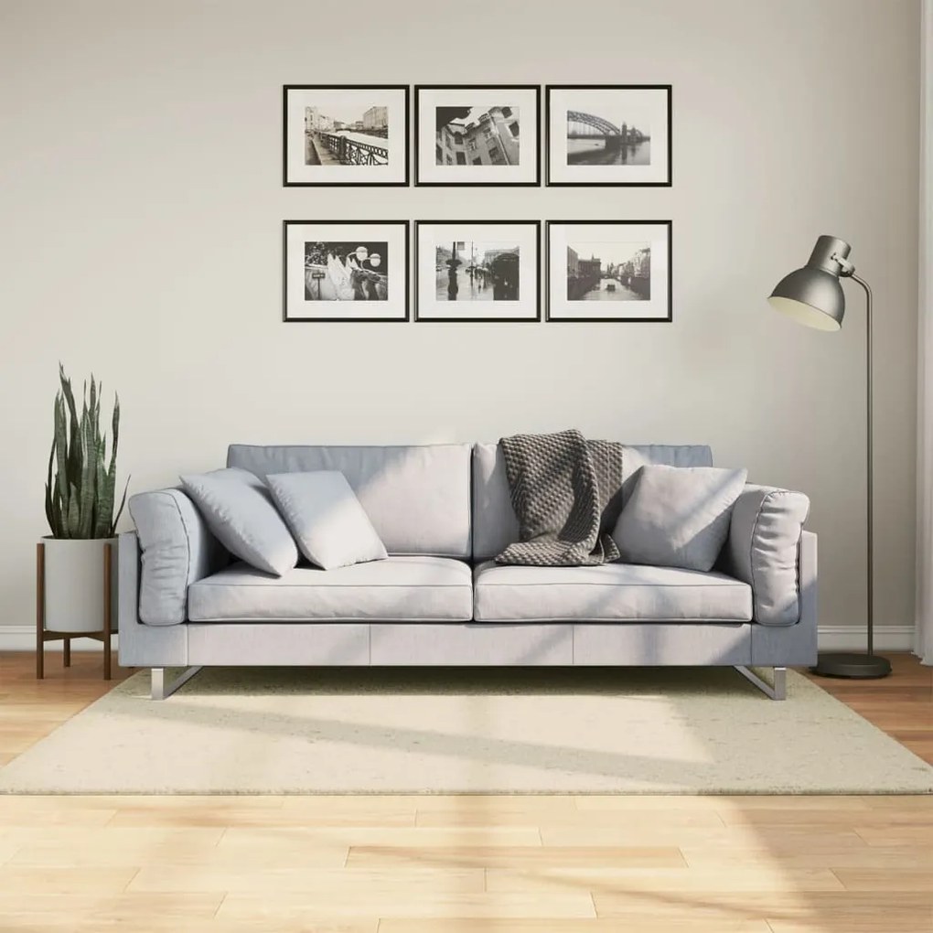 vidaXL Tapete pelo curto macio e lavável HUARTE 120x170 cm cor creme