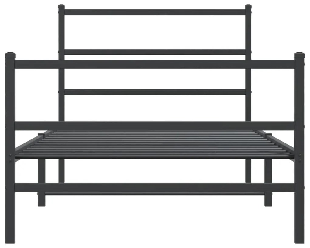 Estrutura de cama com cabeceira e pés 107x203 cm metal preto