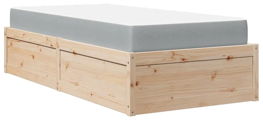 Cama com colchão 90x200 cm madeira de pinho maciça