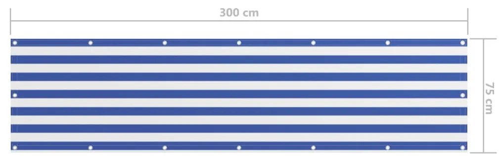 Tela de varanda 75x300 cm tecido Oxford branco e azul