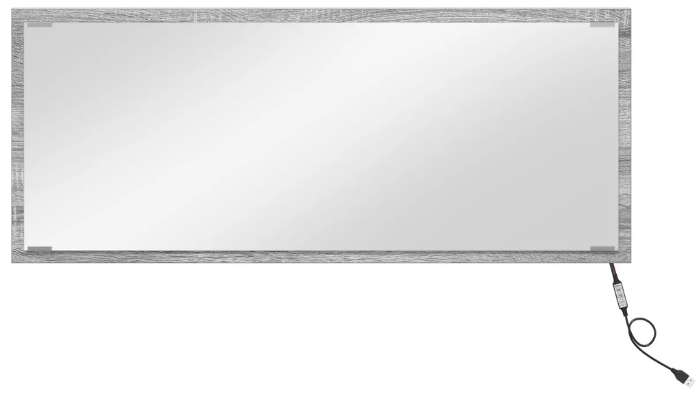Espelho de Casa de Banho com Luz LED Cinza Sonoma 90x8,5x37 cm