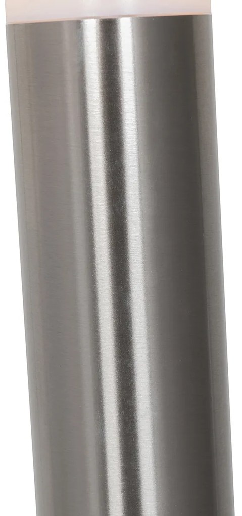 Candeeiro de poste exterior moderno em aço com opal 80 cm IP44 - Rox