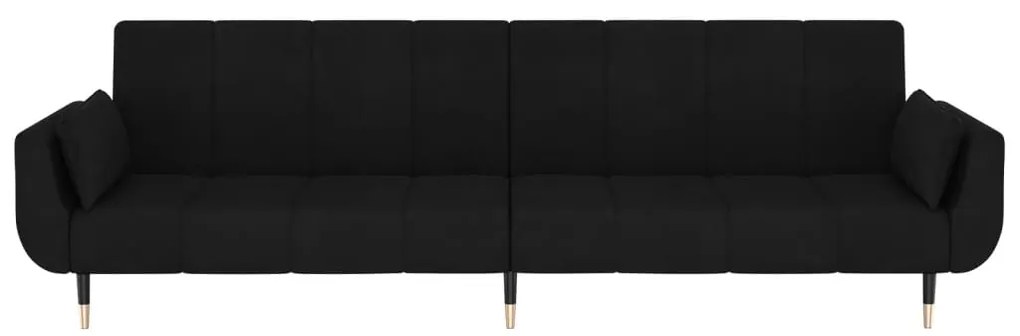 Sofá-cama 2 lugares com duas almofadas veludo preto