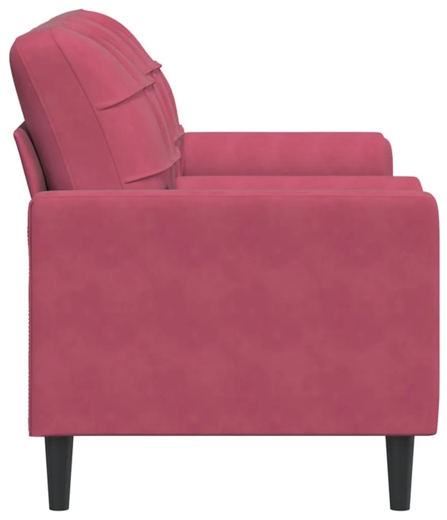 Sofá 2 lug. + almofadas decorativas 140cm veludo vermelho tinto