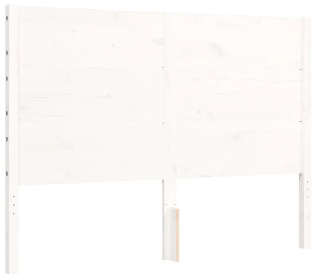 Estrutura de cama com cabeceira 140x200cm madeira maciça branco