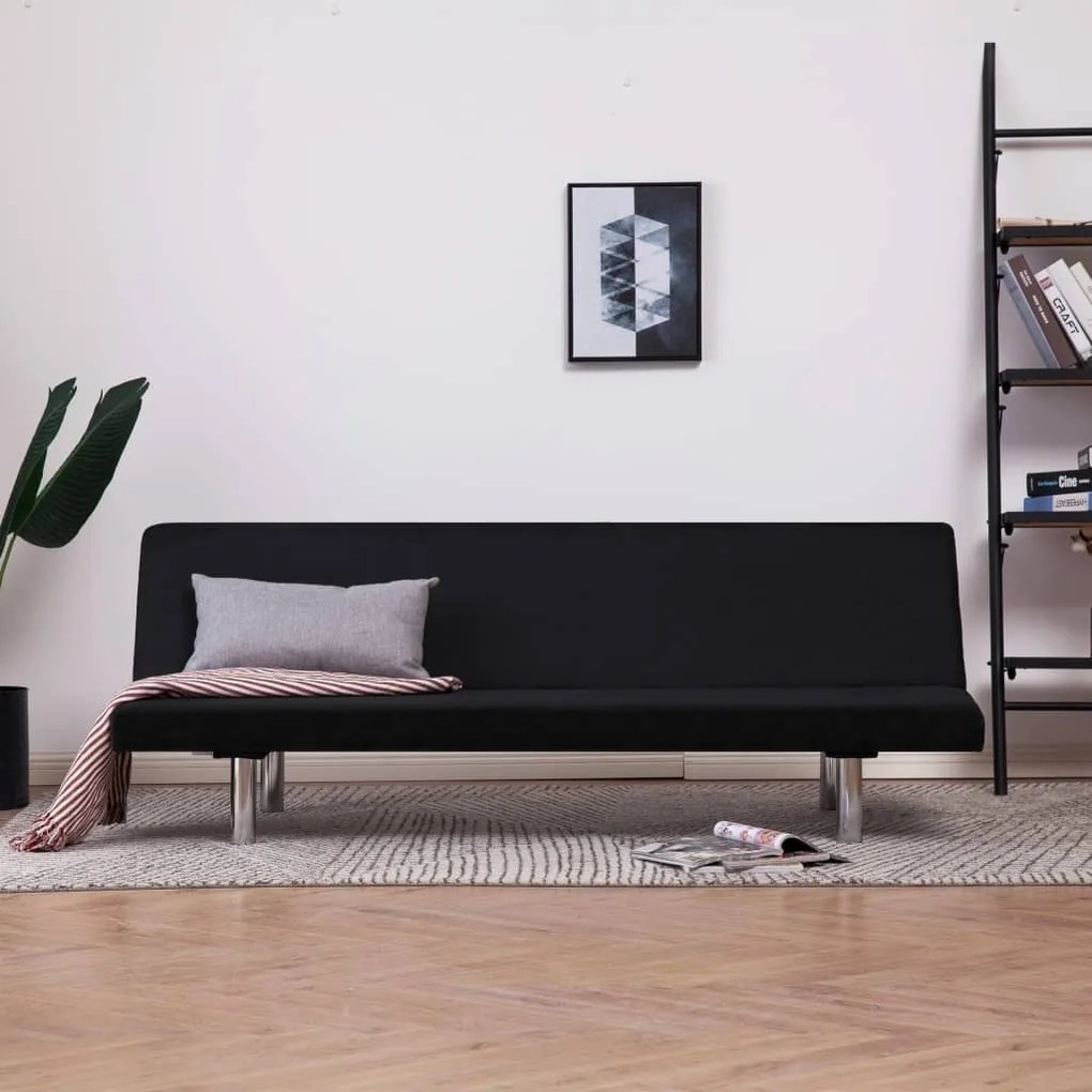 282198 vidaXL Sofá-cama poliéster preto