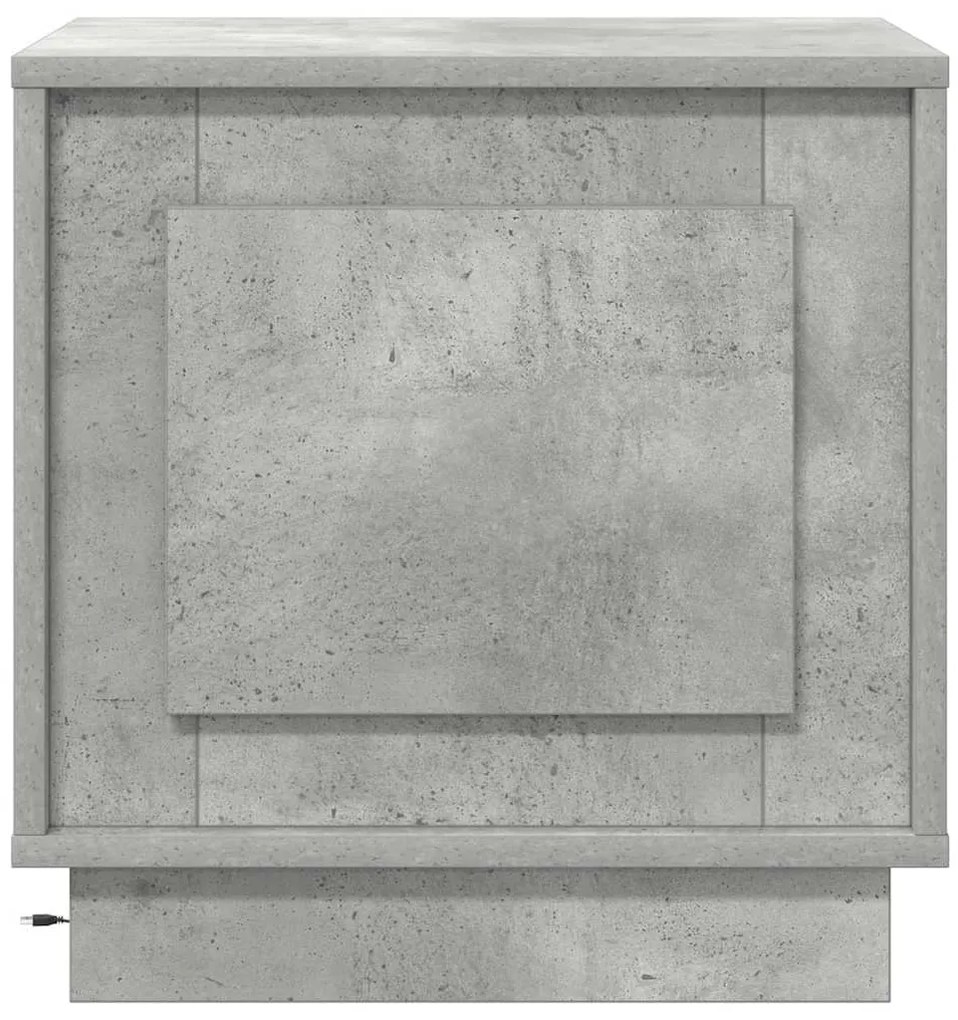 Cômodas de Cabeceira com Luzes LED 2 pcs Cinza Concreto 44x34,5x45 cm