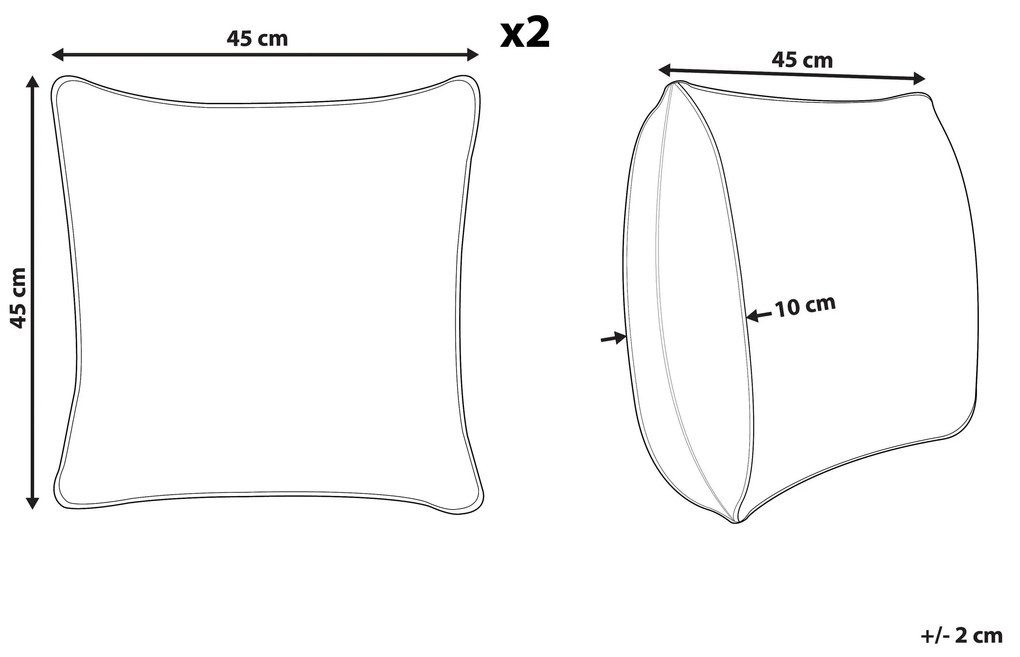 Conjunto de 2 almofadas decorativas em algodão cinzento com relevo 45 x 45 cm PAIKA Beliani