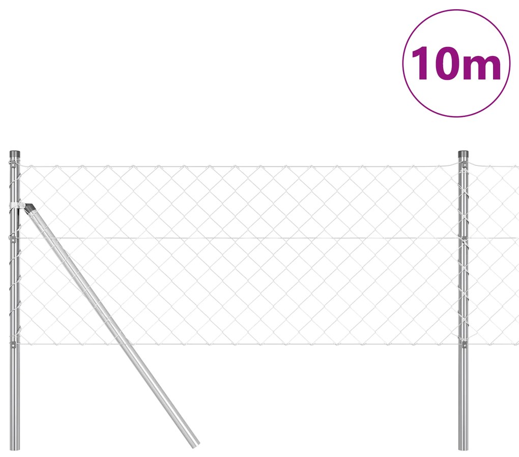 Cerca de Arame com 7 Postes 0,4x10 m Aço Galvanizado