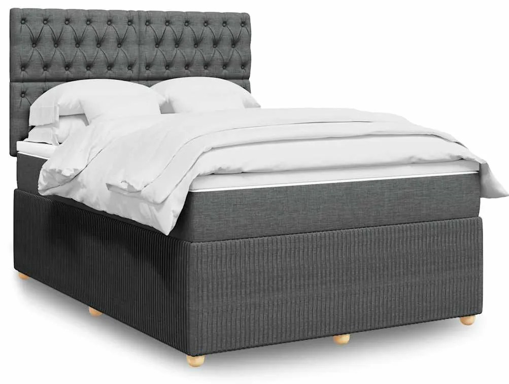 Cama com molas/colchão 140x200 cm tecido cinzento-escuro