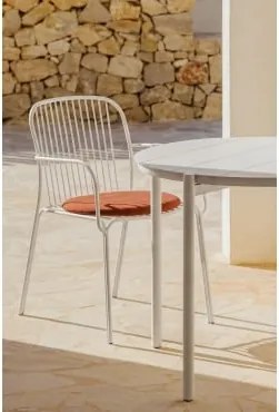 Pack De 2 Cadeiras De Jardim Com Apoios De Braços Em Aço Anerina Gardénia Branco & Terracota - Sklum