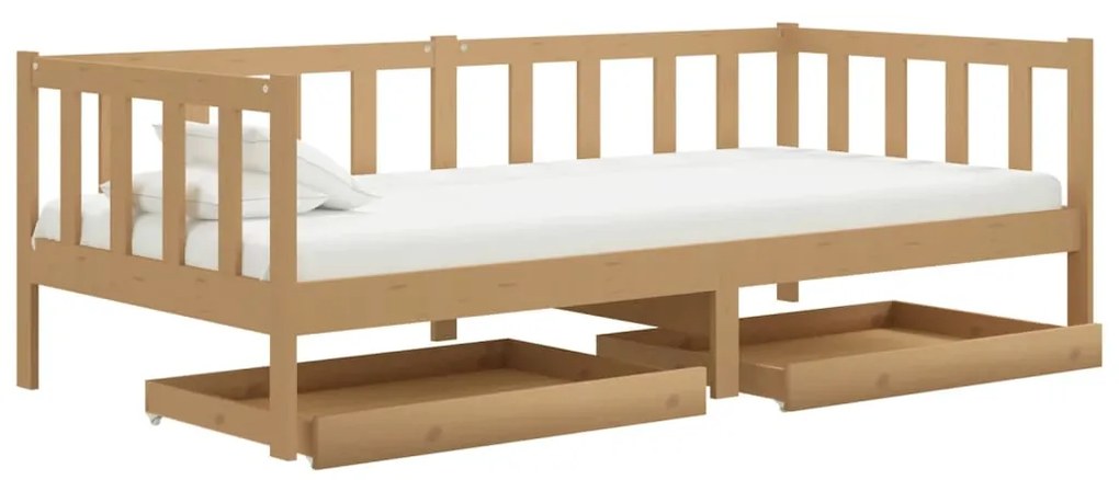 Sofá-cama com gavetas 90x200 cm pinho maciço castanho mel