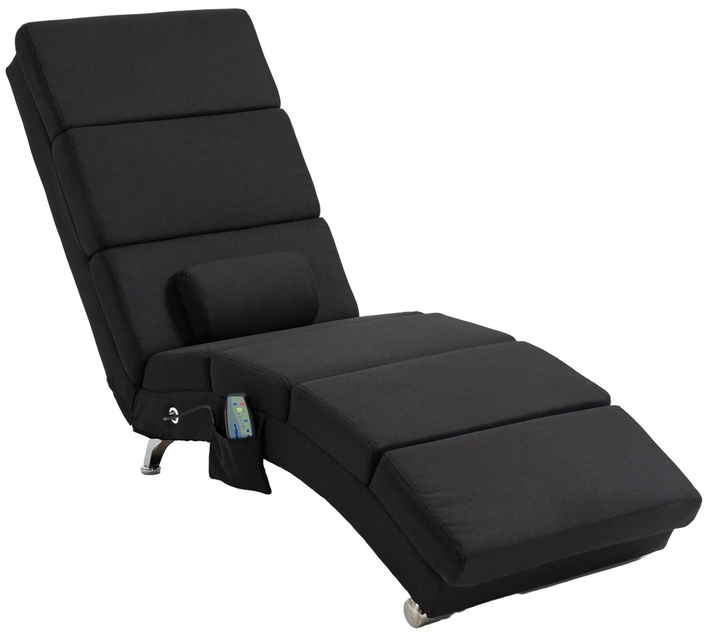 HOMCOM Cadeira de Massagem Poltrona Relaxante Poltrona Reclinável com 8 Pontos de Vibração 5 Modos 56x168x84 cm Preto | Aosom Portugal