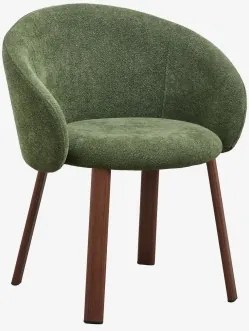 Pack De 4 Cadeiras De Jantar Estofadas Nairea Madeira Escura & Chenille Verde Sálvia - Sklum