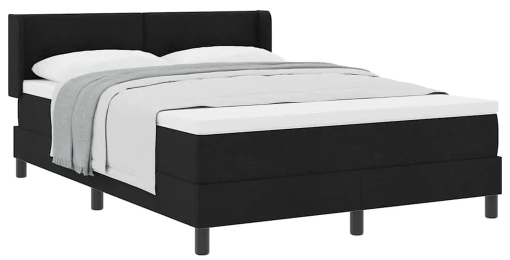 Cama Box com cabeceira Preto 140 x 190 cm Tecido e Espuma