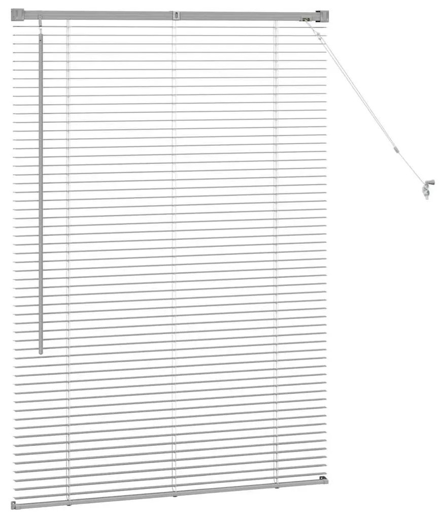 Persiana de Janela com cortinas Manual Prata 80 x 130 cm Alumínio