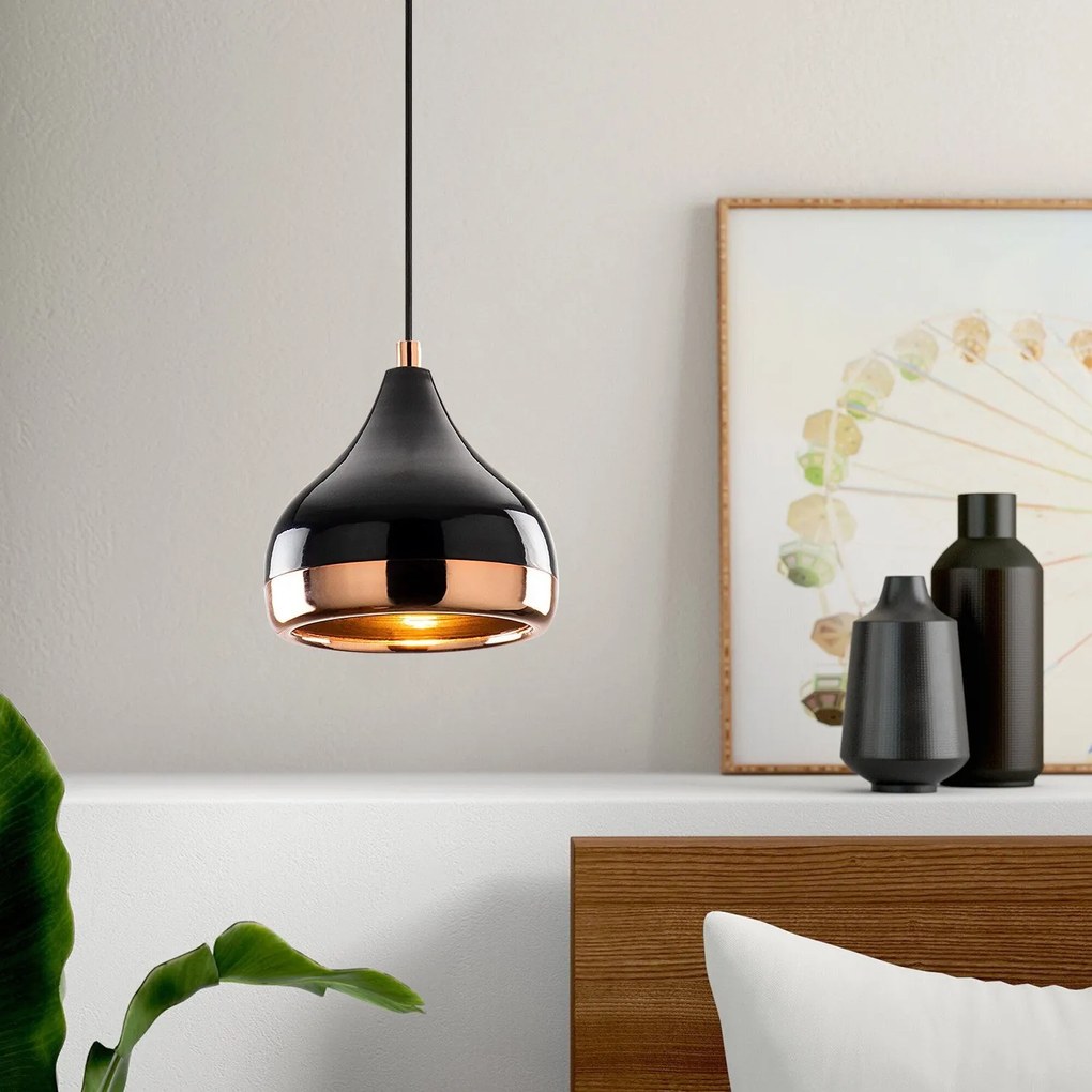 Candeeiro de Teto Yildo – Preto e Cobre – 17 cm