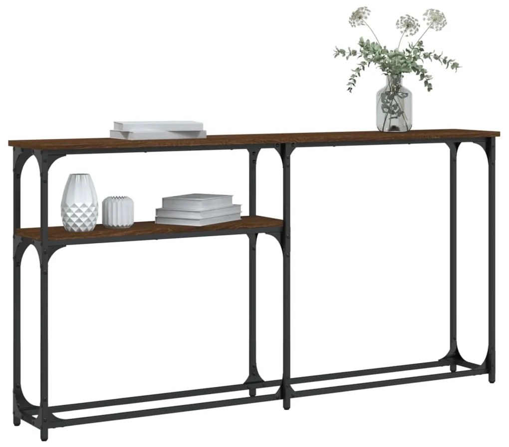 Mesa consola 145x22,5x75cm derivados madeira carvalho castanho