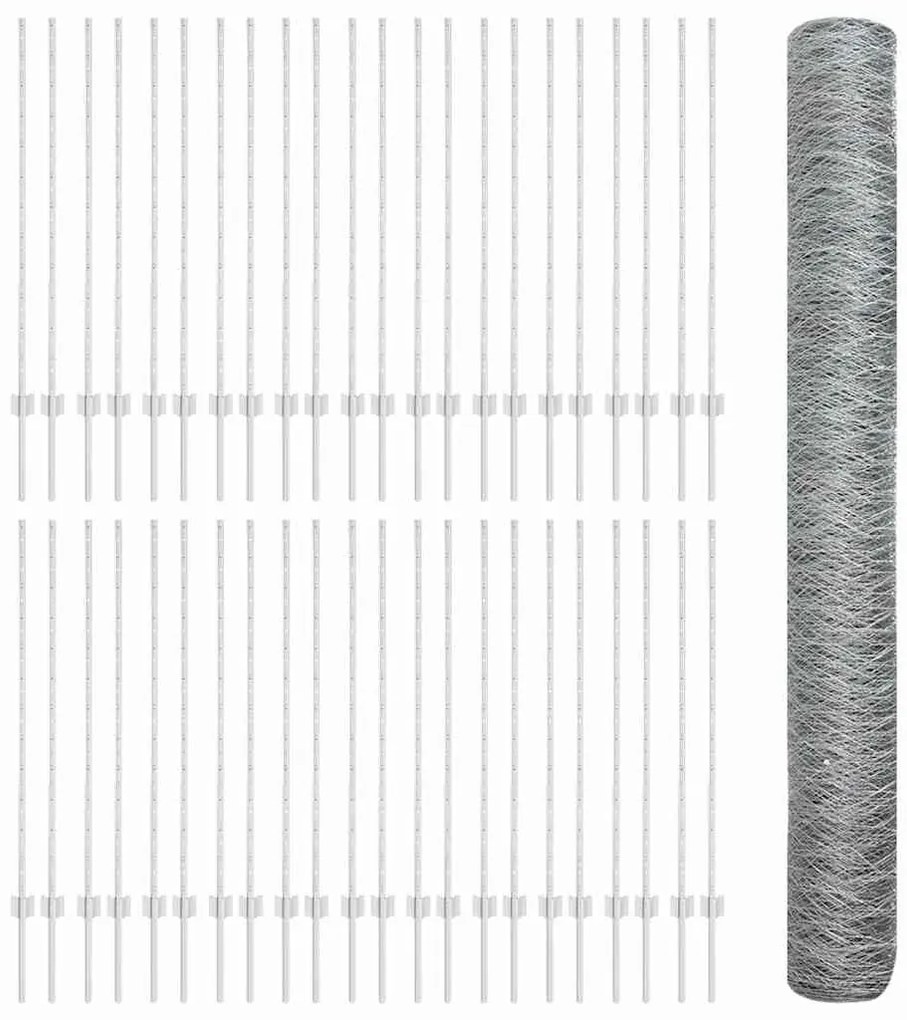 Postes de Cerca vidaXL 22 pcs U-Channel 120 cm Aço Galvanizado