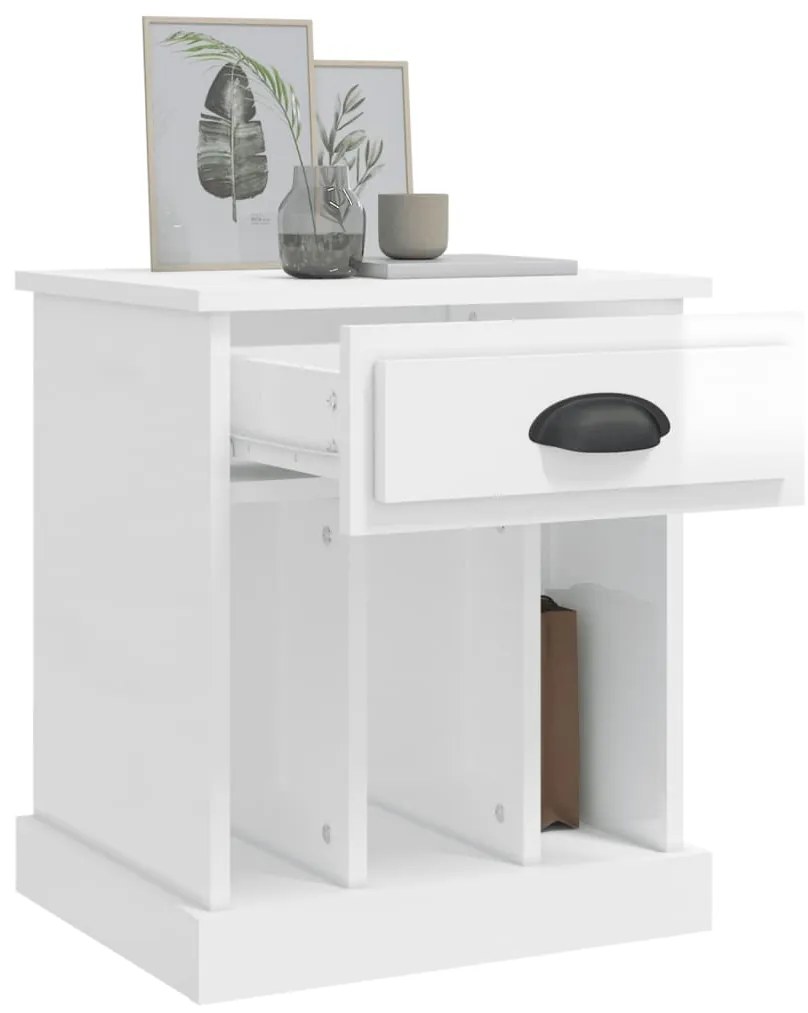Mesa de cabeceira 43x36x50 cm branco brilhante