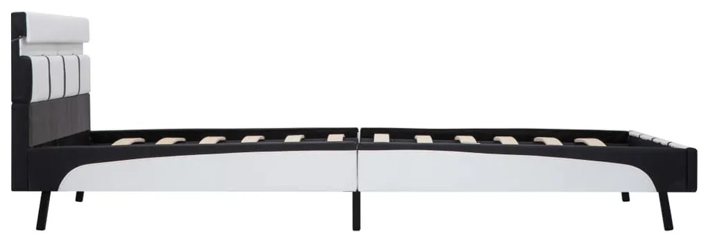 Estrutura de cama com LED 160x200 cm couro artificial branco