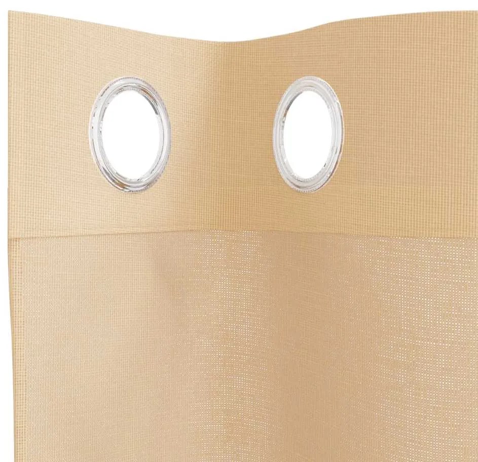 Cortinas de voile com ilhós 2 pcs areia