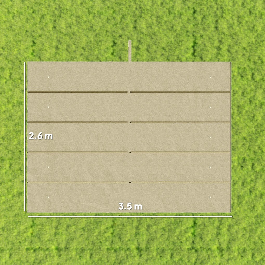 Teto de Pérgola 3,5x2,6 m Teto de Substituição Retrátil para Estrutura de Pérgola de 4x3 m (NÃO Incluida) com 10 Orifícios de Drenagem Bege