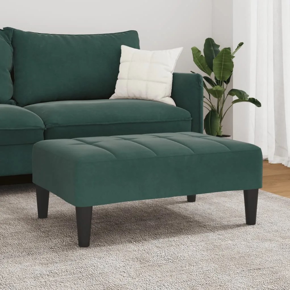 Apoio de pés 77x55x31 cm veludo verde-escuro