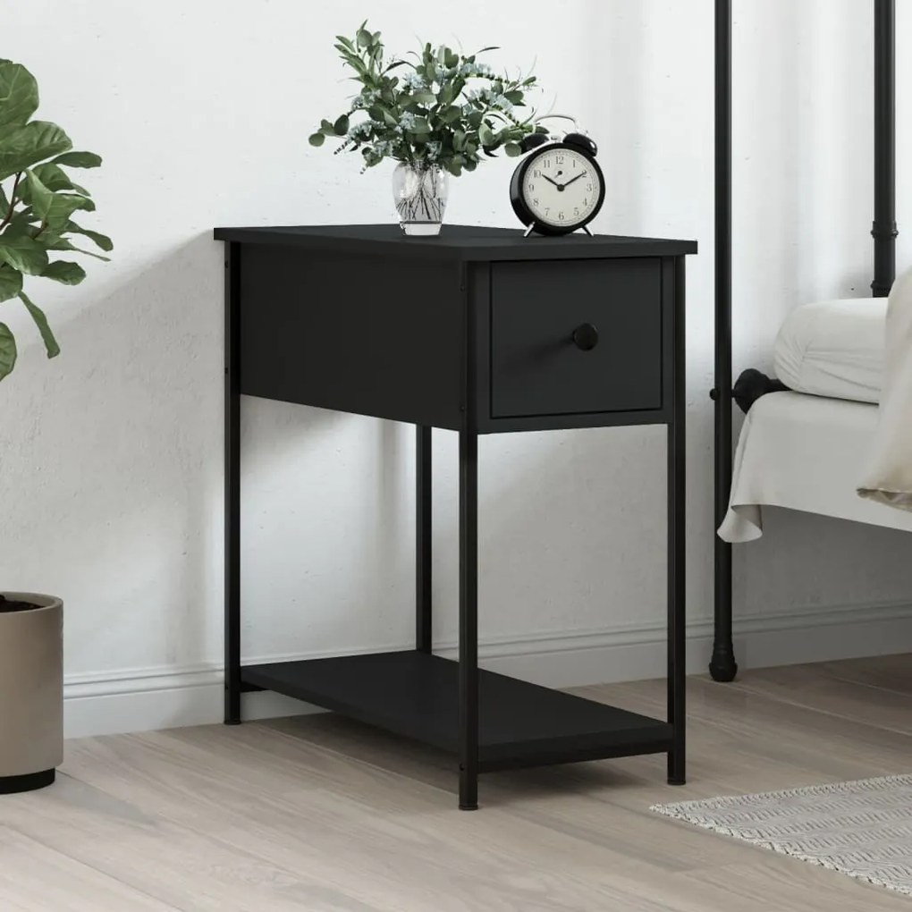 vidaXL Mesa de cabeceira 30x60x60 cm derivados de madeira preto