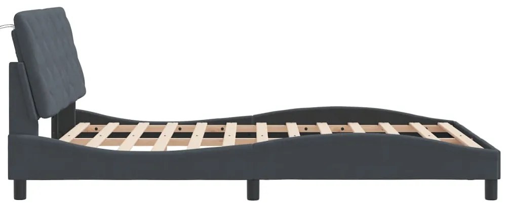 Estrutura de cama sem colchão 140x190 cm veludo cinzento-escuro