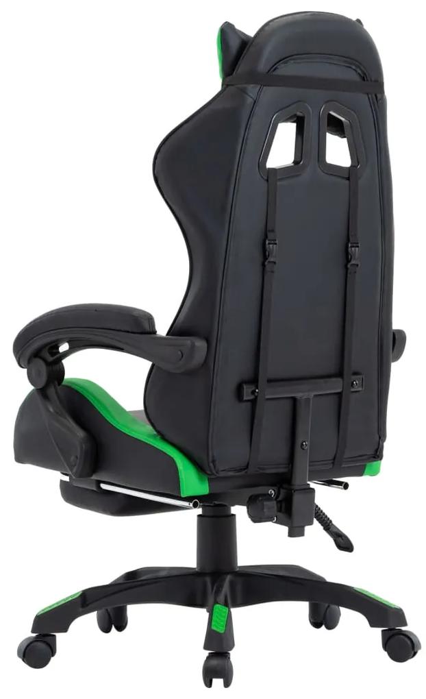 Cadeira estilo corrida c/ apoio pés couro artif. verde/preto