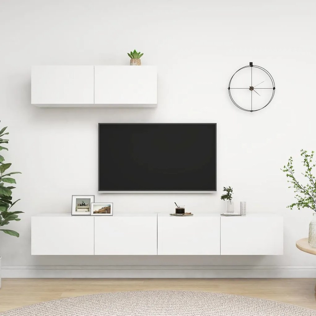 3078703 vidaXL Móveis de TV 3 pcs contraplacado branco