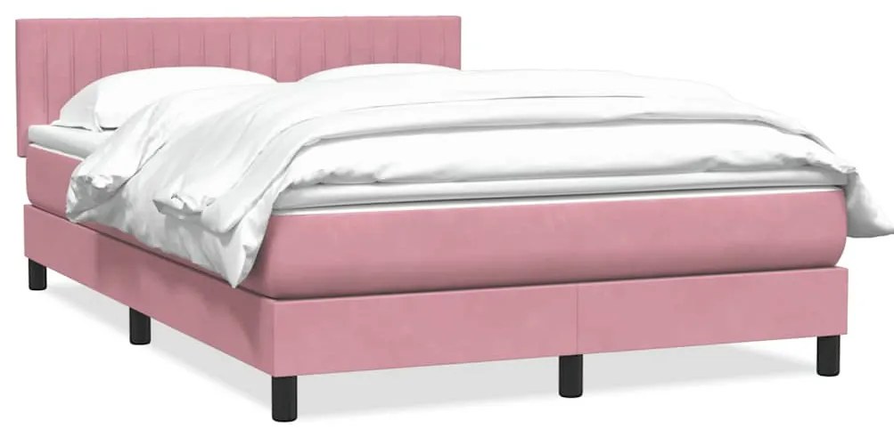 vidaXL Cama com molas/colchão 140x220 cm veludo rosa