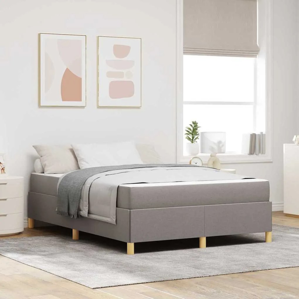 vidaXL Cama Box Outros Taupe e Branco 140 x 190 cm tecido