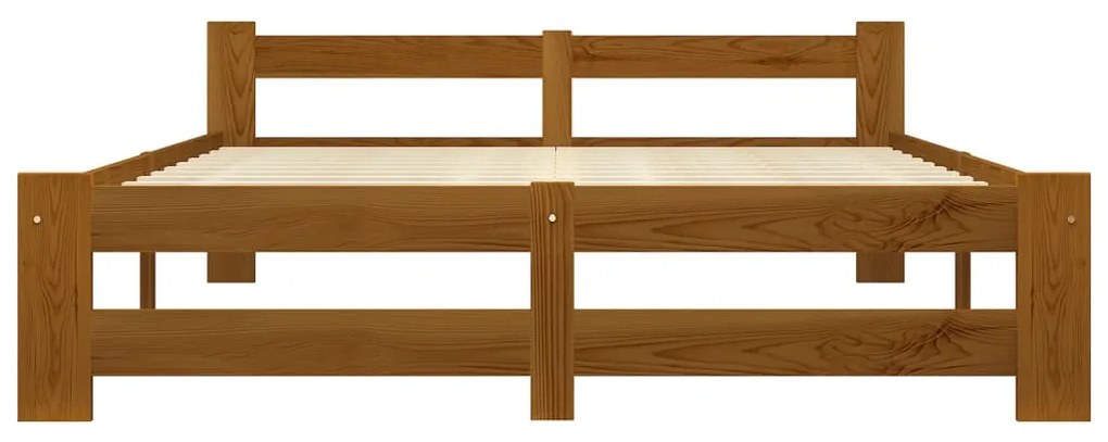 Estrutura de cama 140x200 cm madeira pinho maciço castanho mel