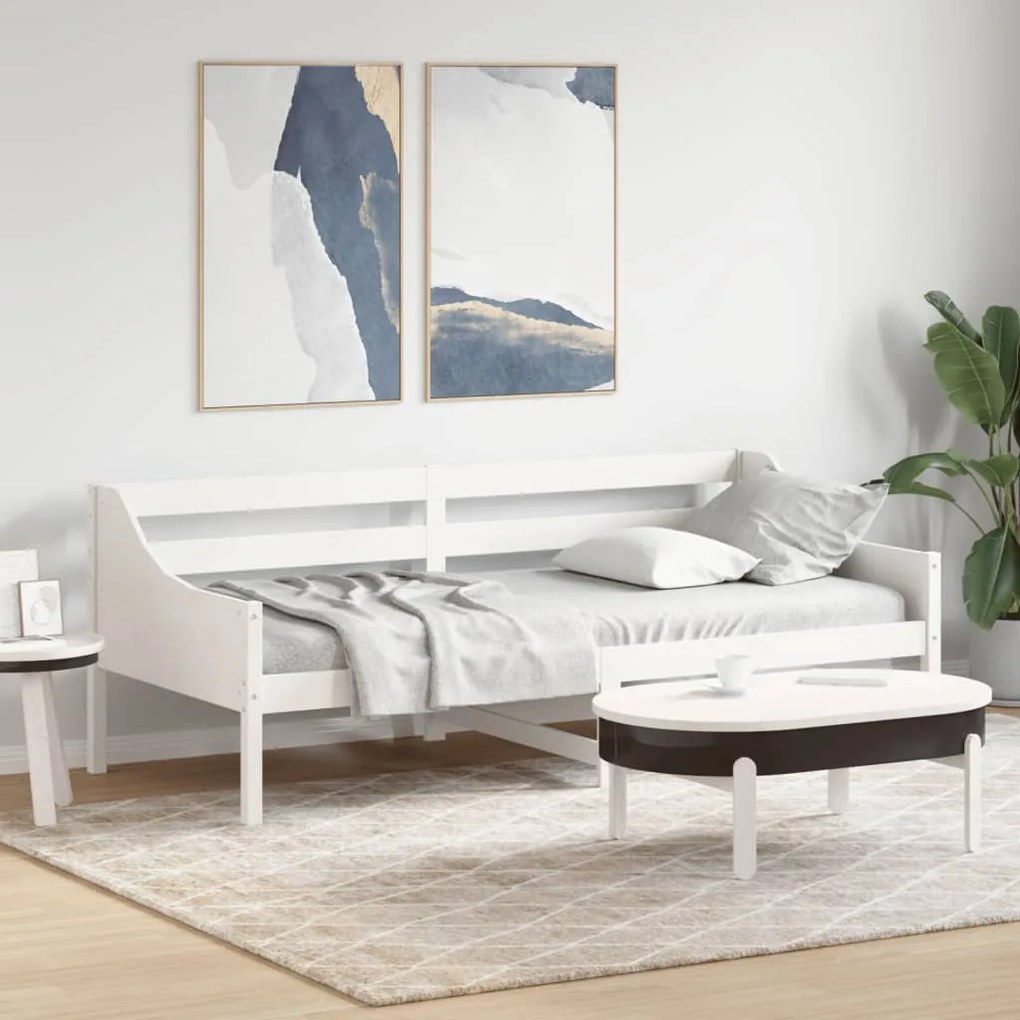 Sofá-cama 80x200 cm madeira de pinho maciça branco