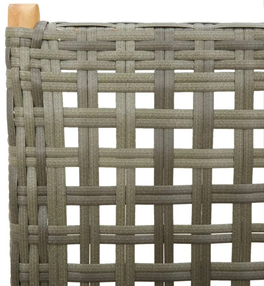 7 pcs conj. de jantar p/ jardim vime PE/madeira maciça cinza