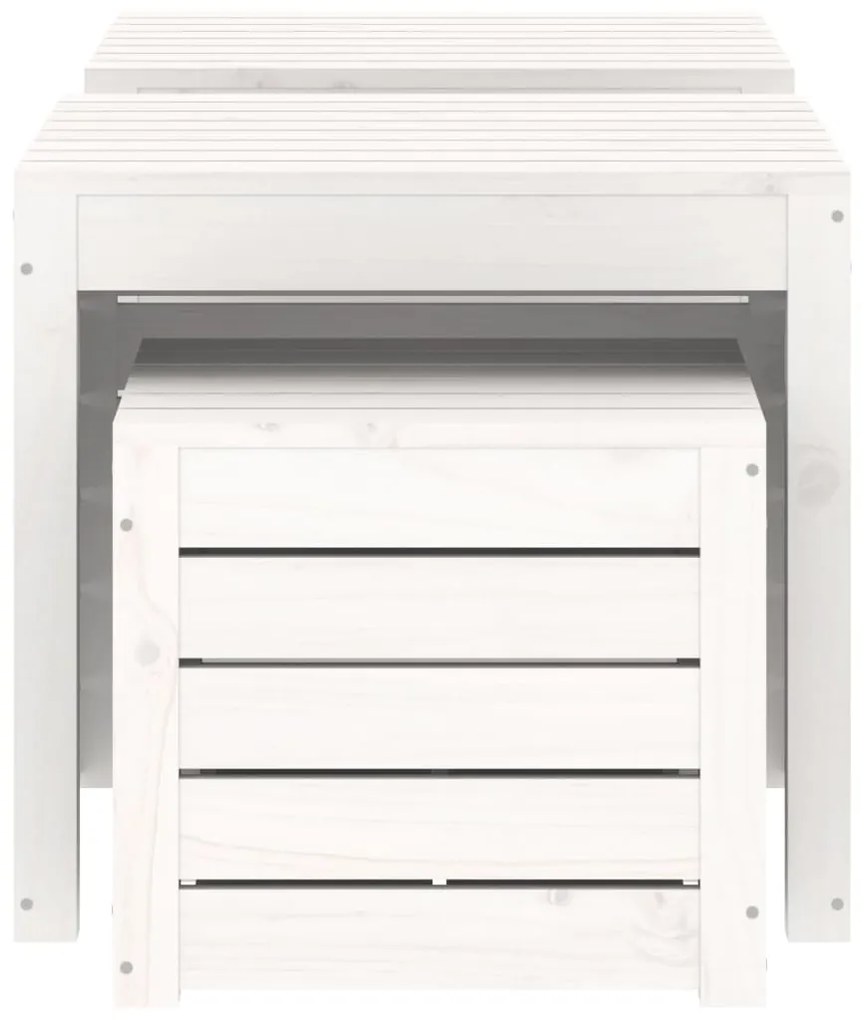 3 pcs conjunto de caixas de jardim pinho maciço branco