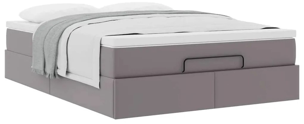 Estrutura de cama otomana com colchão 140x190 cm cinzenta