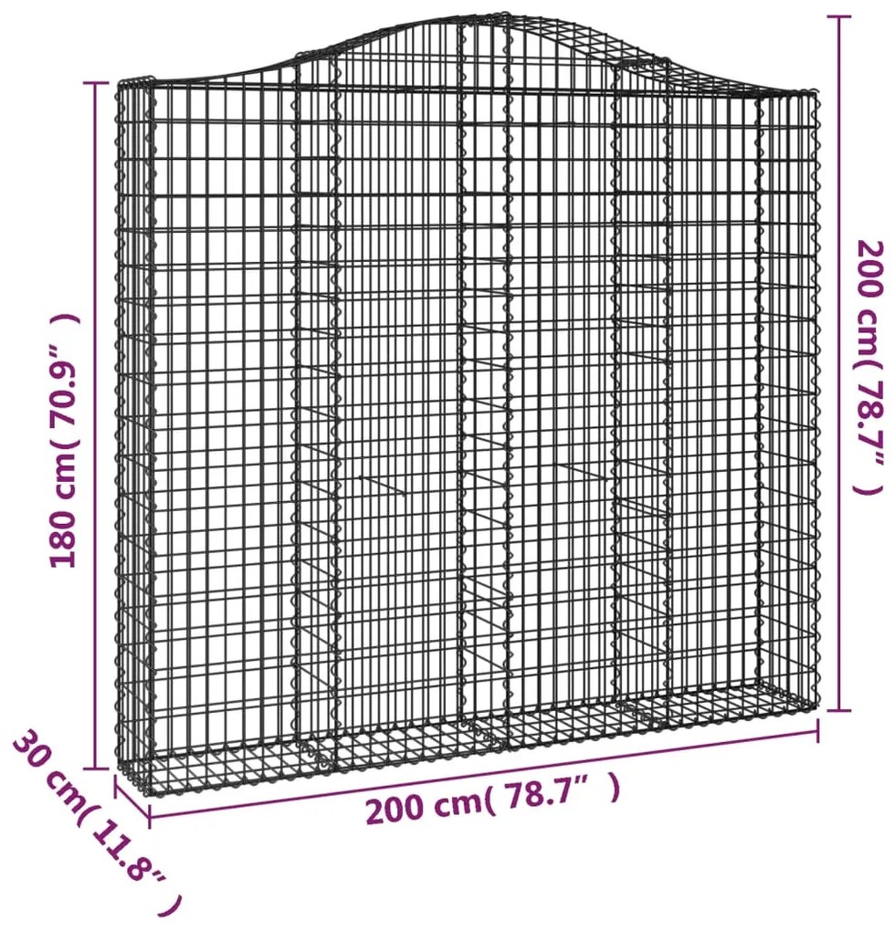 Cestos gabião arqueados 2pcs 200x30x180/200cm ferro galvanizado