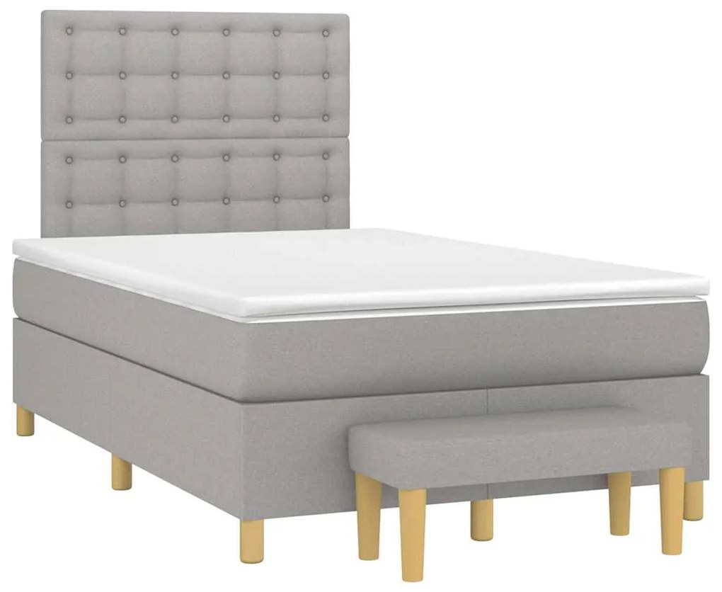 Cama boxspring com colchão 120x190 cm tecido cinzento-claro