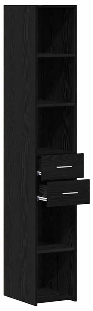 Highboard Preto Carvalho 30x42,5x185 cm Madeira de engenharia